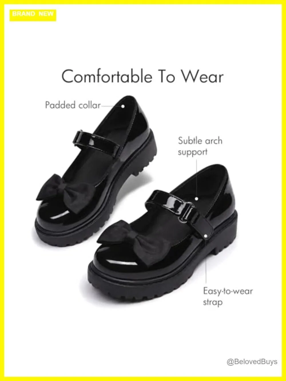Girls Mary Jane Dress Shoes Bow Closed Toe Chunky Heel Flats Loafers Uniform